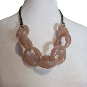 LOFT Large Chunky Plastic Chainlink Peach Necklace Retro Statement 24"